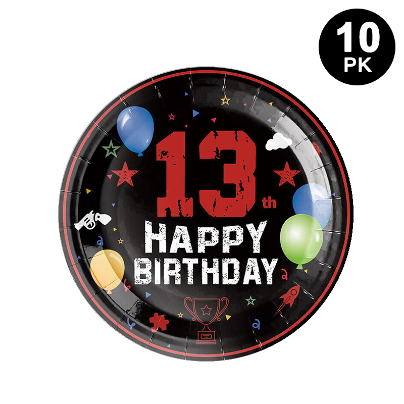 13th Birthday Official Teenager 7 inch 18cm Paper Plates Round 10 Pack