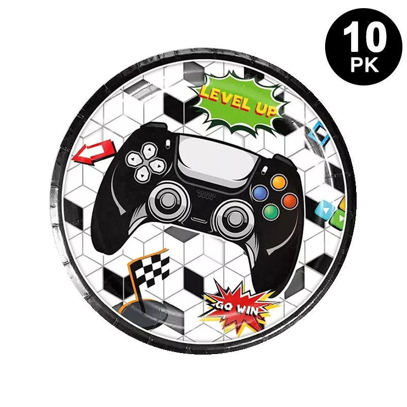 Video Gaming 7 inch 18cm Paper Plates Round 10 Pack