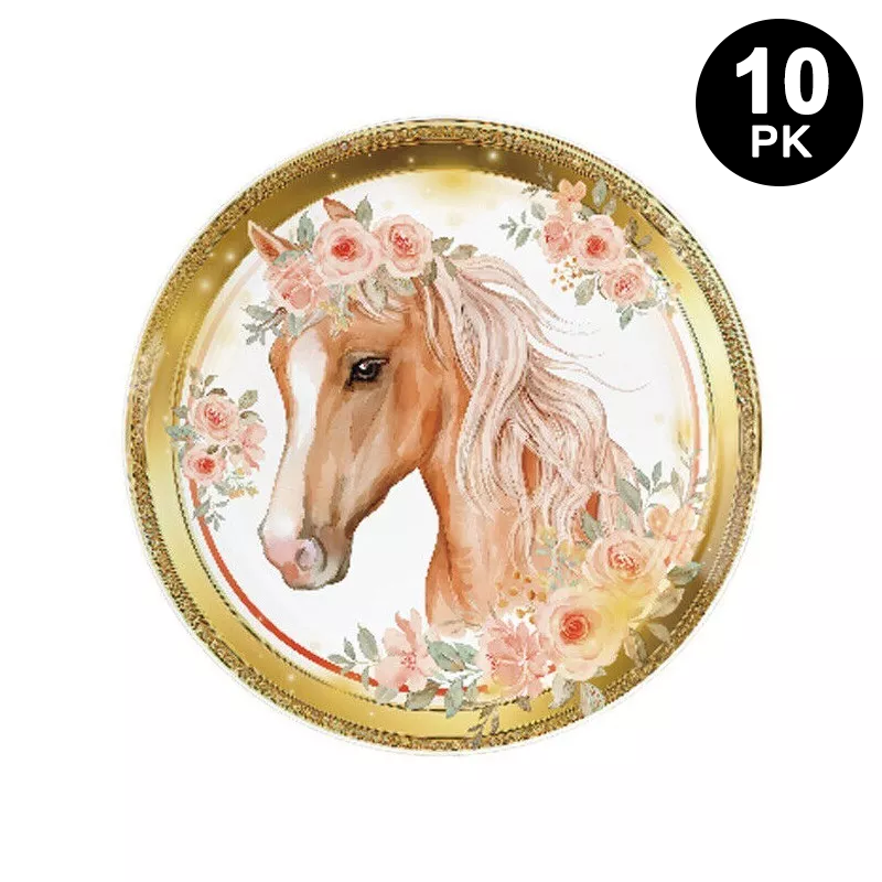 Horse Theme 7 inch 18cm Paper Plates Round 10 Pack