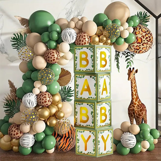 Jungle Animals Theme Sage Green Sand WhiteBalloon Garland Kit