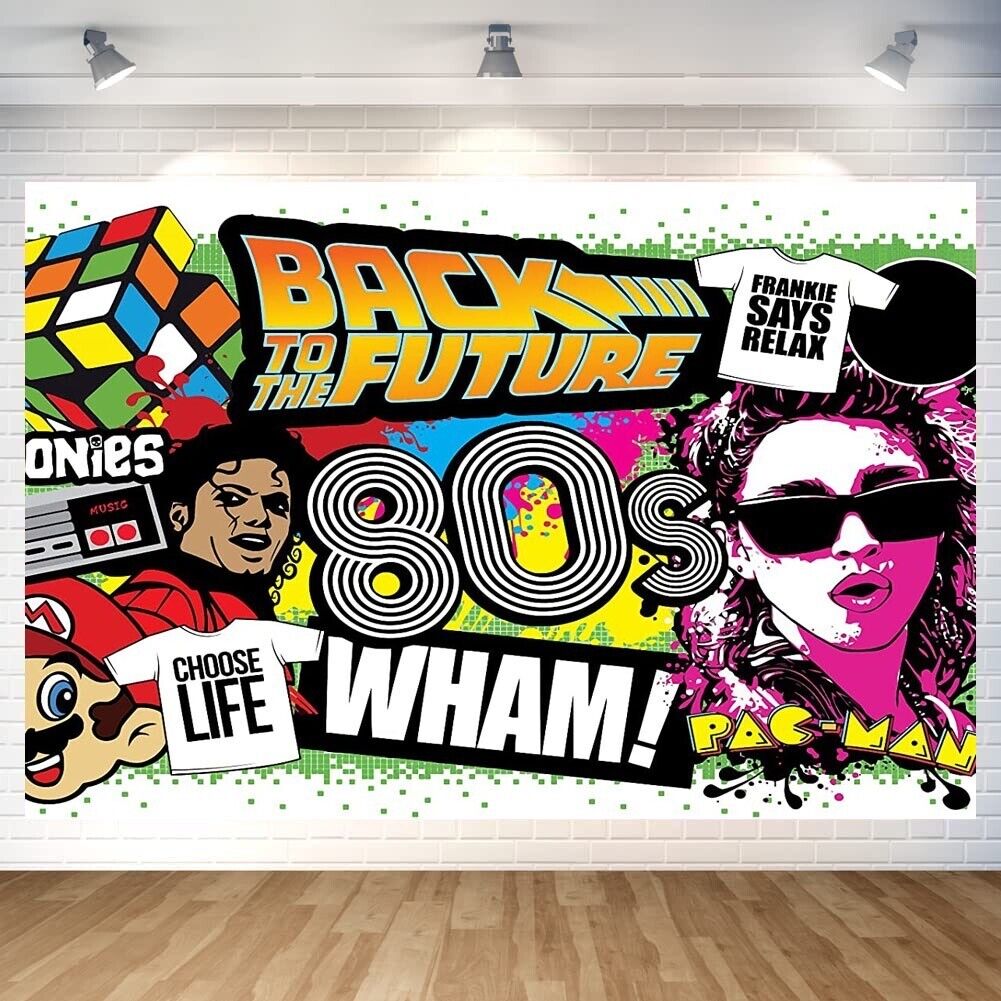 Back to the Future 80's Retro Theme Party Backdrop Banner