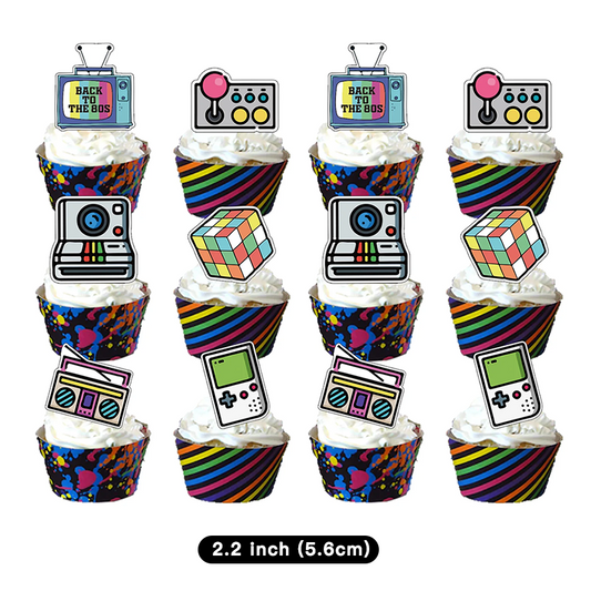 Back to The 80's Paper Cupcake Toppers 24 Pack