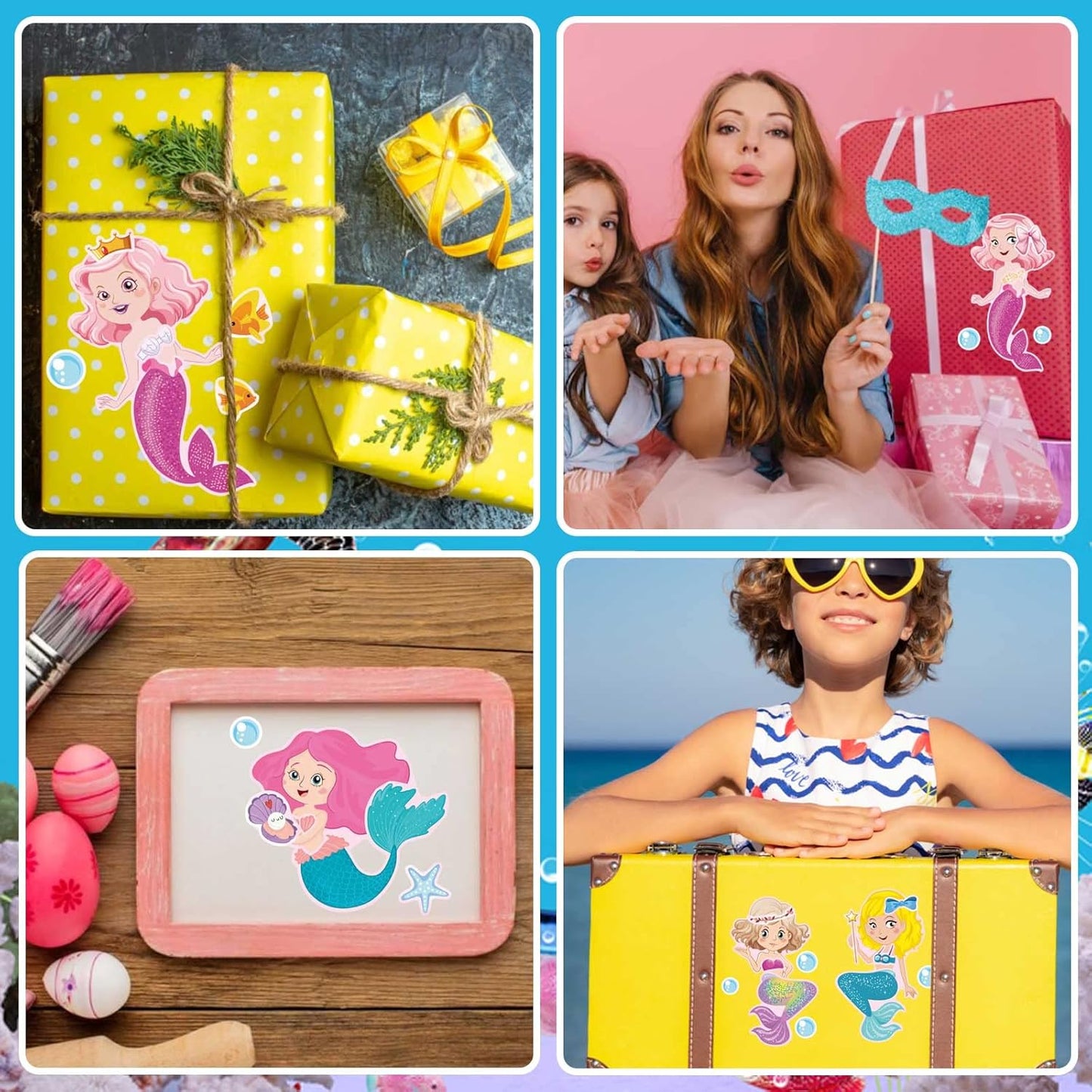 Mermaid Princess Make a Face DIY Stickers (8 Sheets)