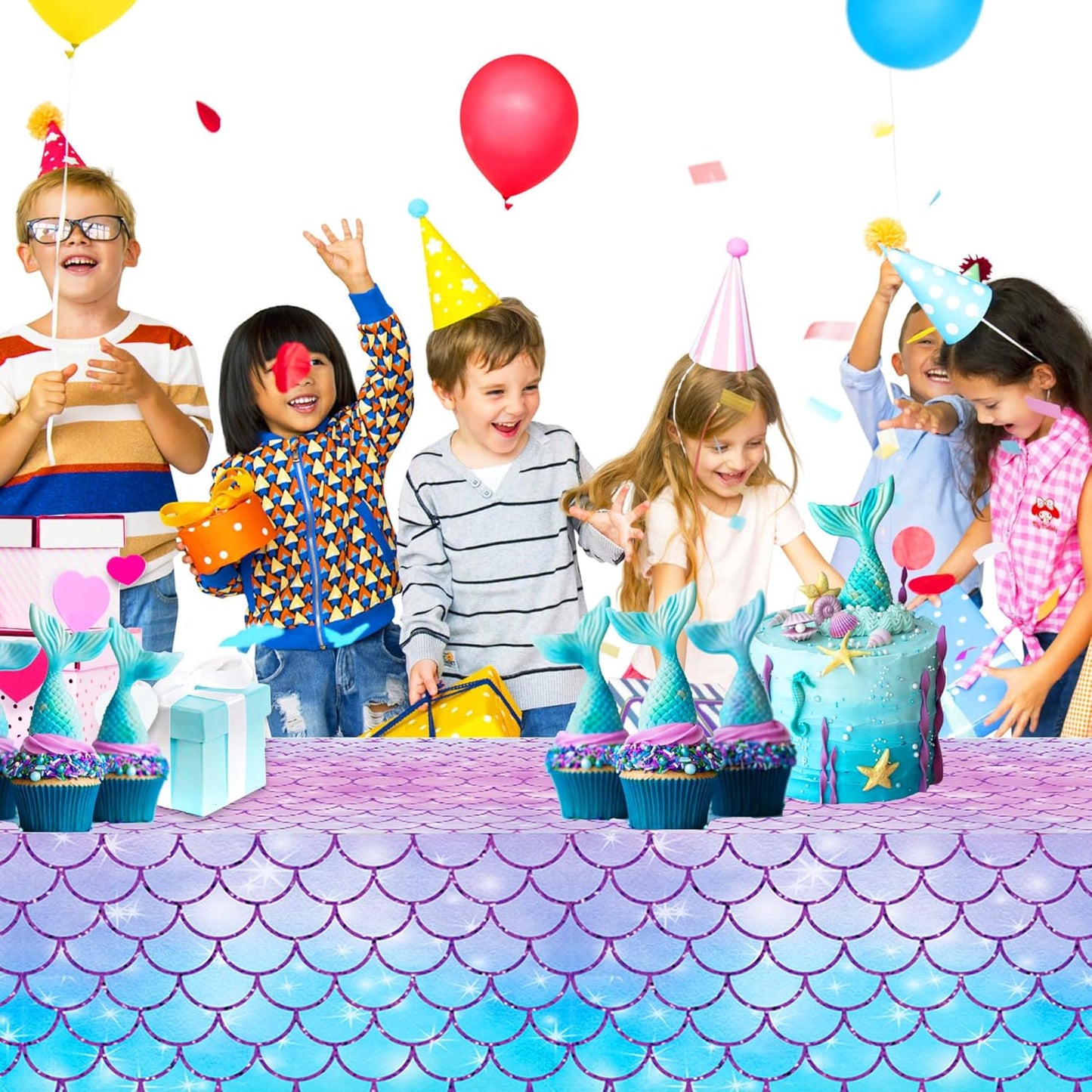 Mermaid Scales Tablecloth Plastic 220cm x 130cm