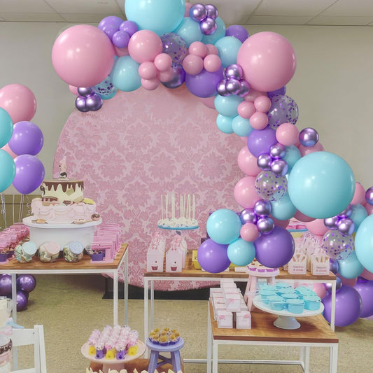 Pink Purple Pastel Blue Confetti Balloon Garland Kit | Suitable for Gabby's Dollhouse Theme Party