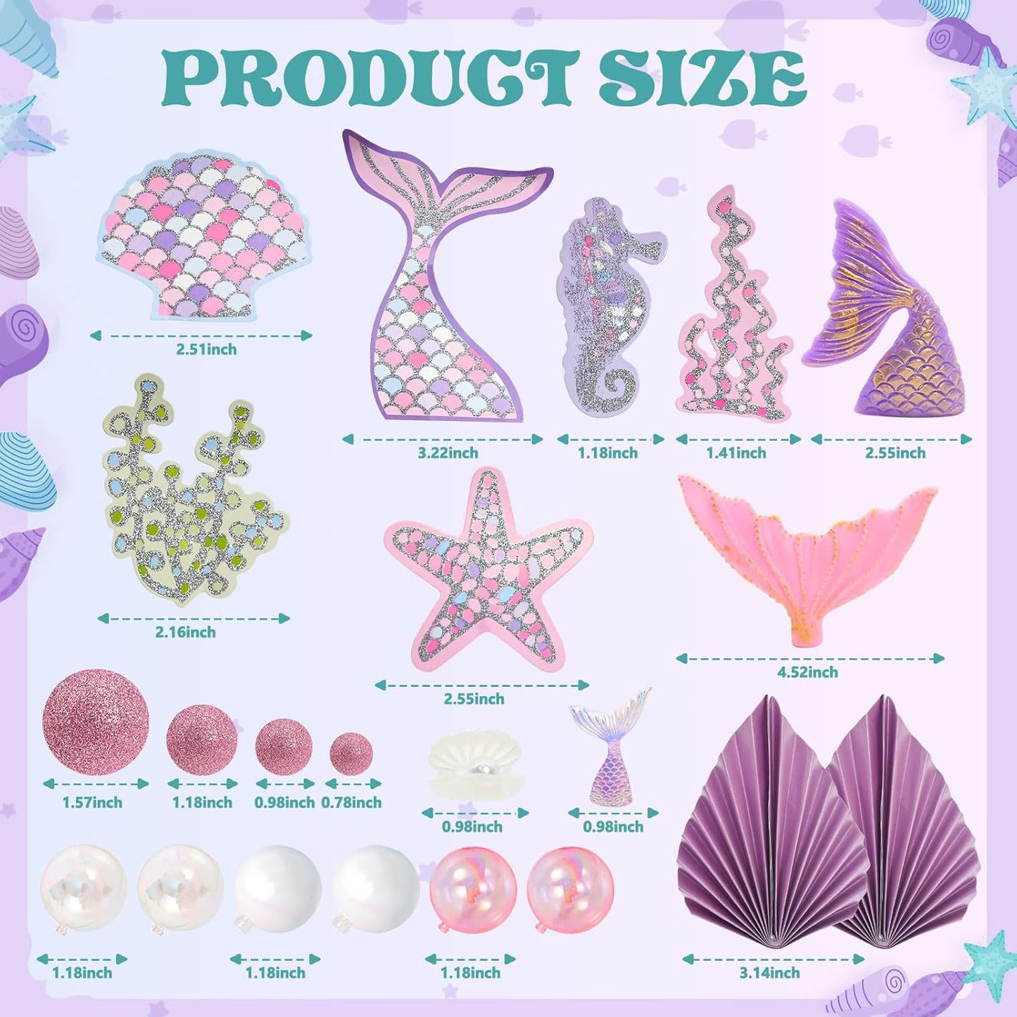 Mermaid Tail Under the Sea Birthday Cake Topper Decorating Set