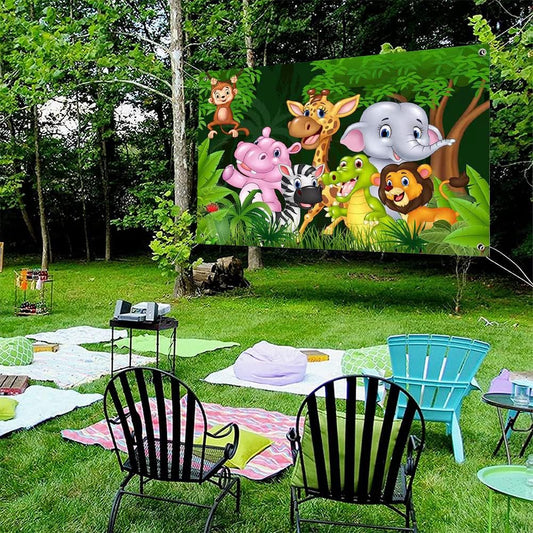 Jungle Animals Birthday Party Backdrop Banner 210cm x 150cm