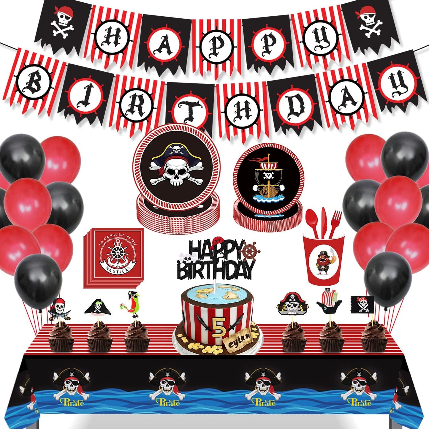 Pirate Theme Birthday Table Cover Plastic 180cm x 108cm