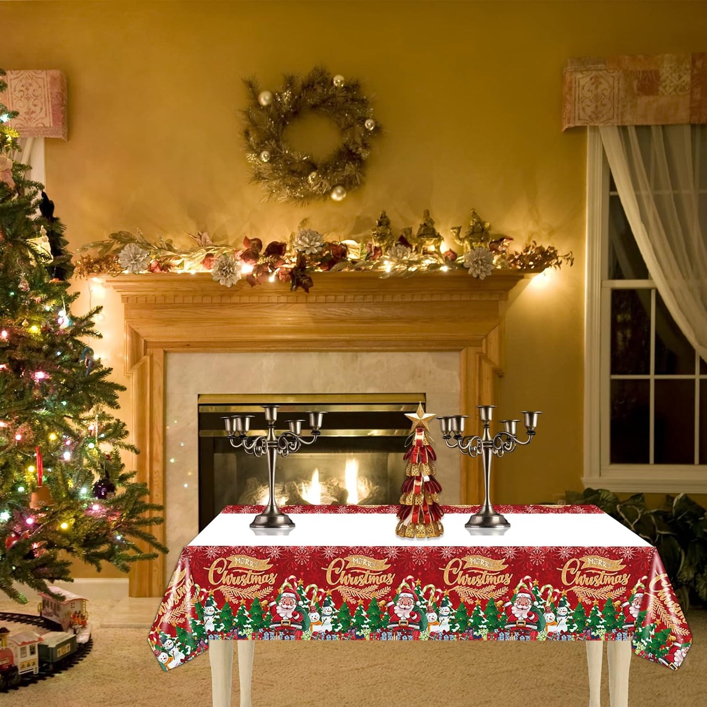 Christmas Table Cover Plastic 180cm x 108cm