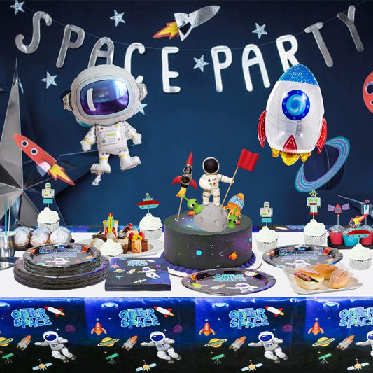 Outer Space Astronaut Table Cover Plastic 220cm x 130cm