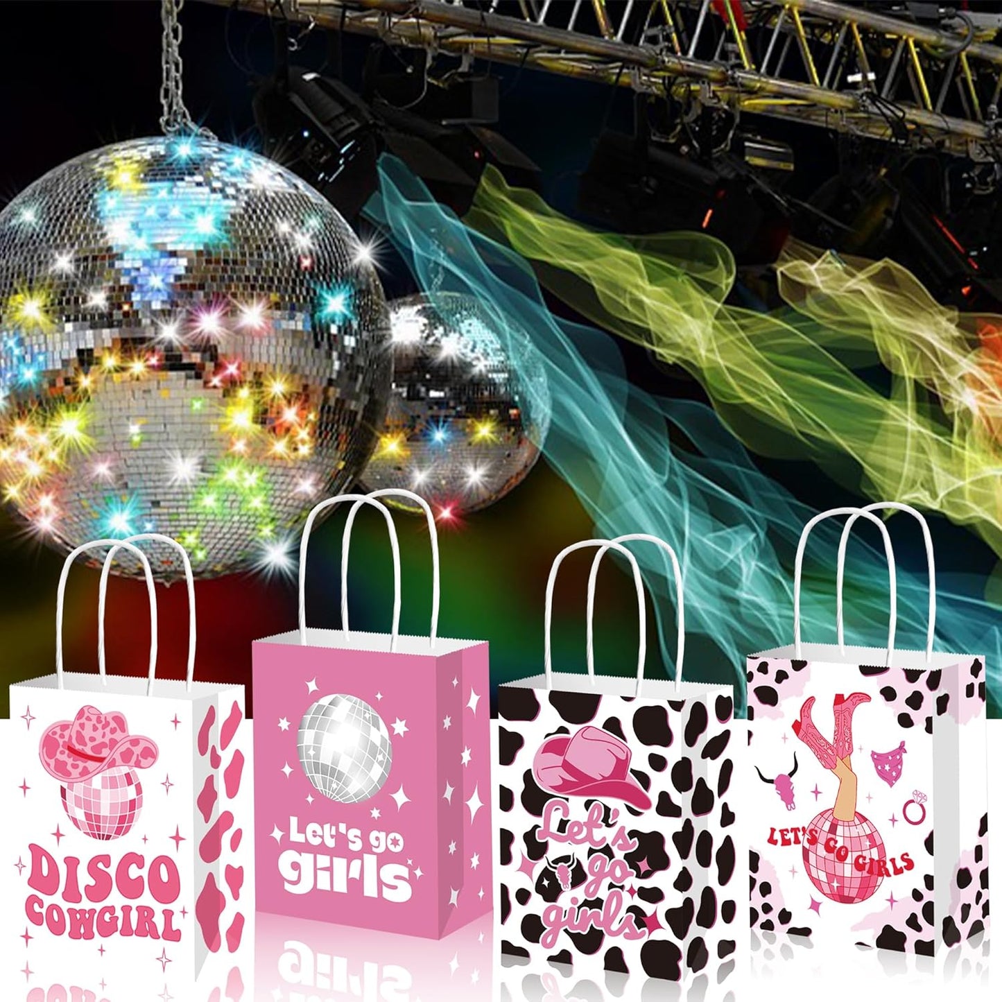 Disco CowGirl Paper Gift Bags with Handles 12 Pack