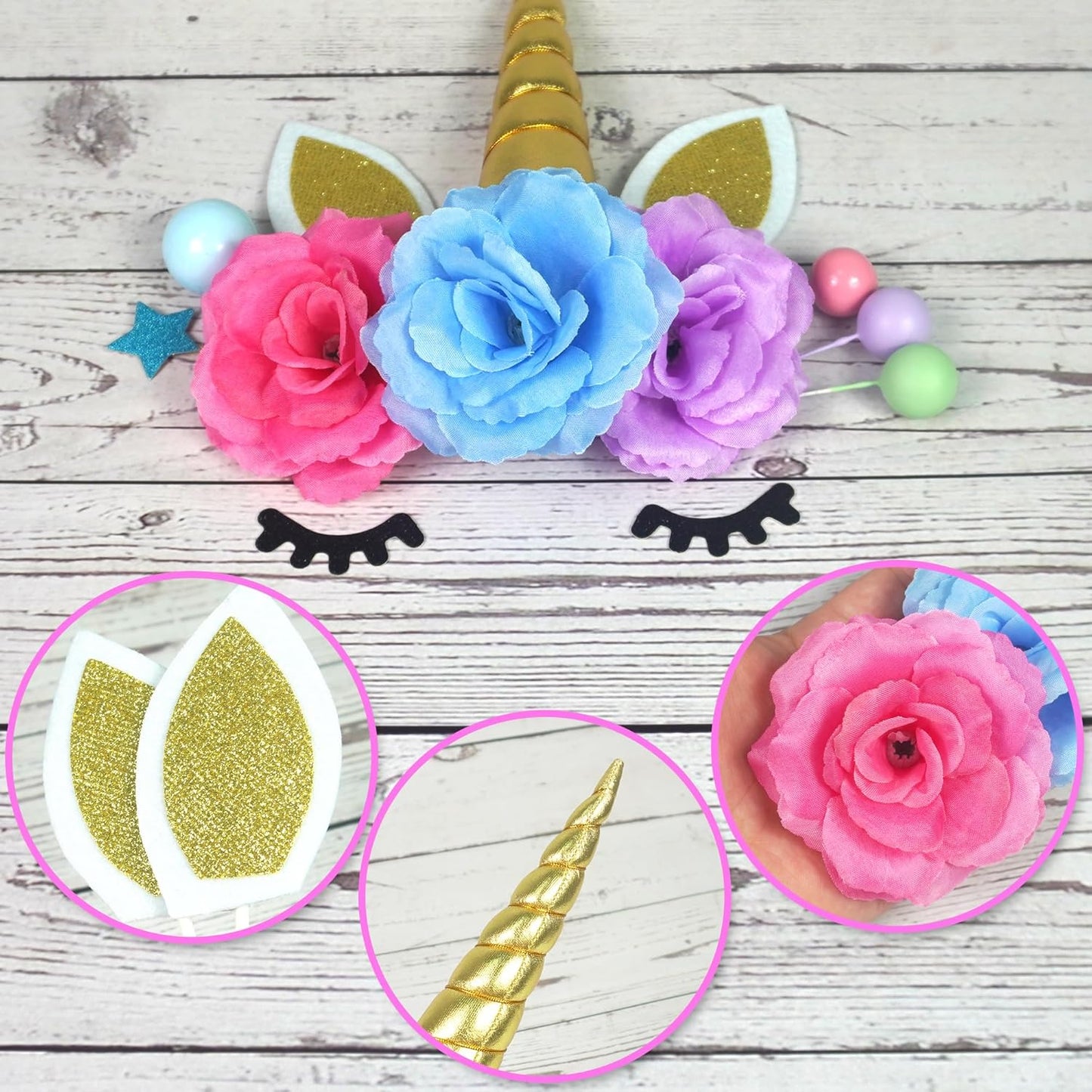 38ps Unicorn Theme Birthday Cake Topper Decorating Set