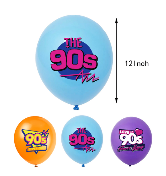 Back to the 90's Retro Latex Balloons 18 Pack