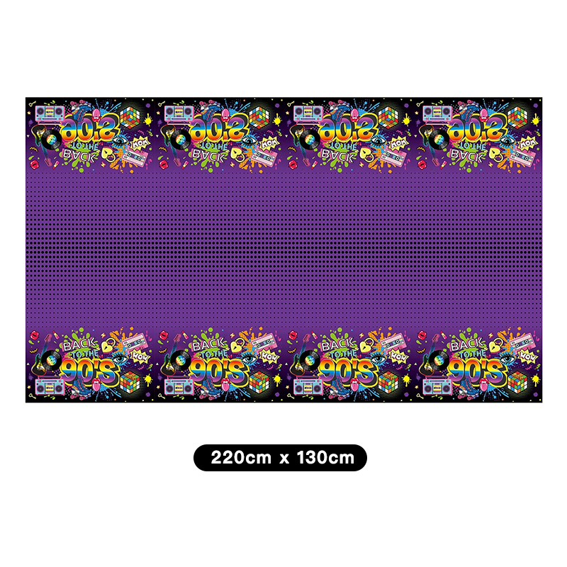Back to the 90's Retro Table Cover Tablecloth Plastic 220cm x 130cm