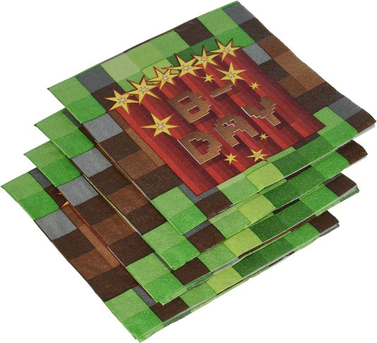 TNT Party Pixel Game Beverage Napkins 16 Pack