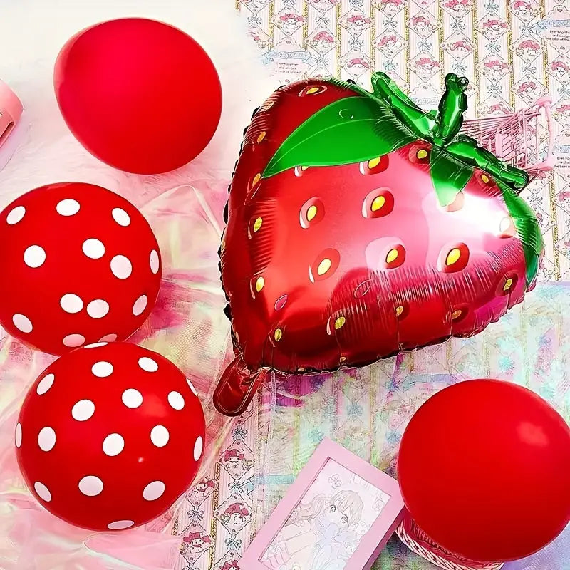 Strawberry Shaped Balloon Set | Summer Fruit Theme Birthday Party