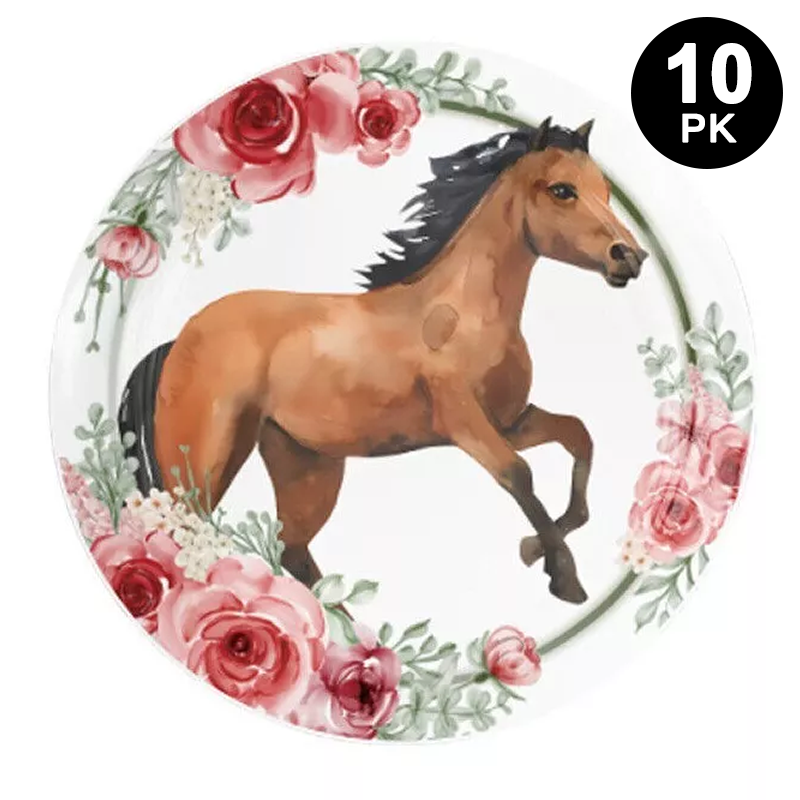 Horse Theme 9 inch 23cm Paper Plates Round 10 Pack