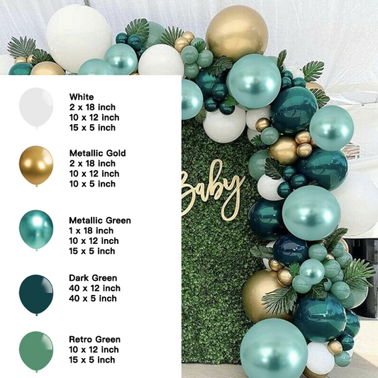 Metallic Green Gold Balloon Garland Kit | Jungle Animals Theme Birthday Party