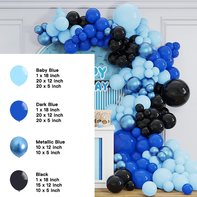 Metallic Blue Black Balloon Garland Kit | Suitable for Boss Baby Theme Birthday Party