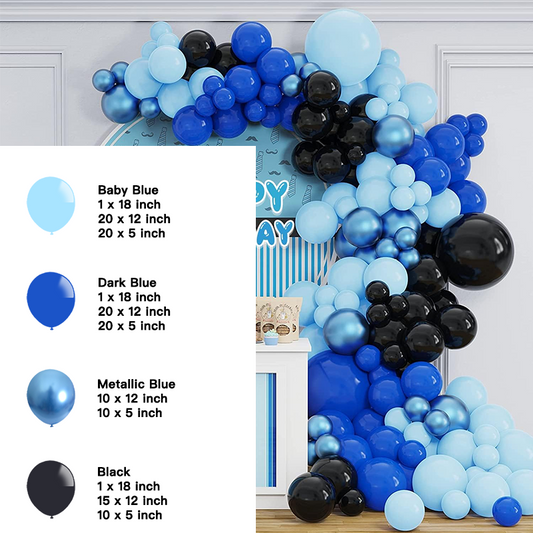 Metallic Blue Black Balloon Garland Kit | Suitable for Boss Baby Theme Birthday Party