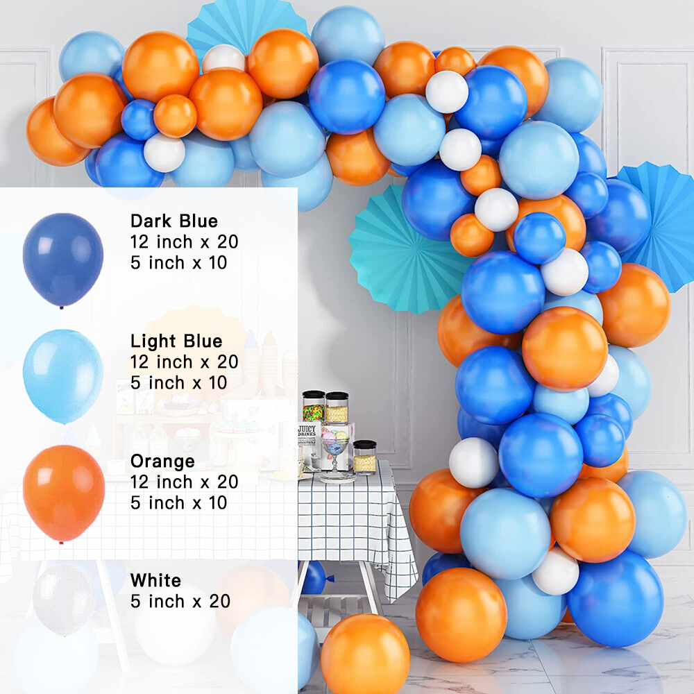 Orange Blue White Balloon Garland Arch Kit | Suitable for Blippi Themed Party