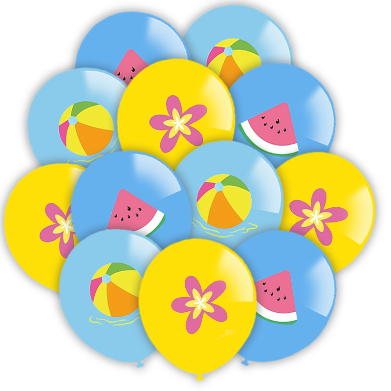 Swimming Summer Theme Birthday Party Decoration Set - Banner Balloons Cake Toppers