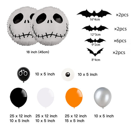 Halloween Theme DIY Balloon Garland Kit Orange White Black Eyeball Balloons