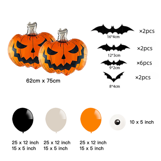 Halloween Theme DIY Balloon Garland Kit Orange Sand White Black Pumpkin Eyeballs Balloons