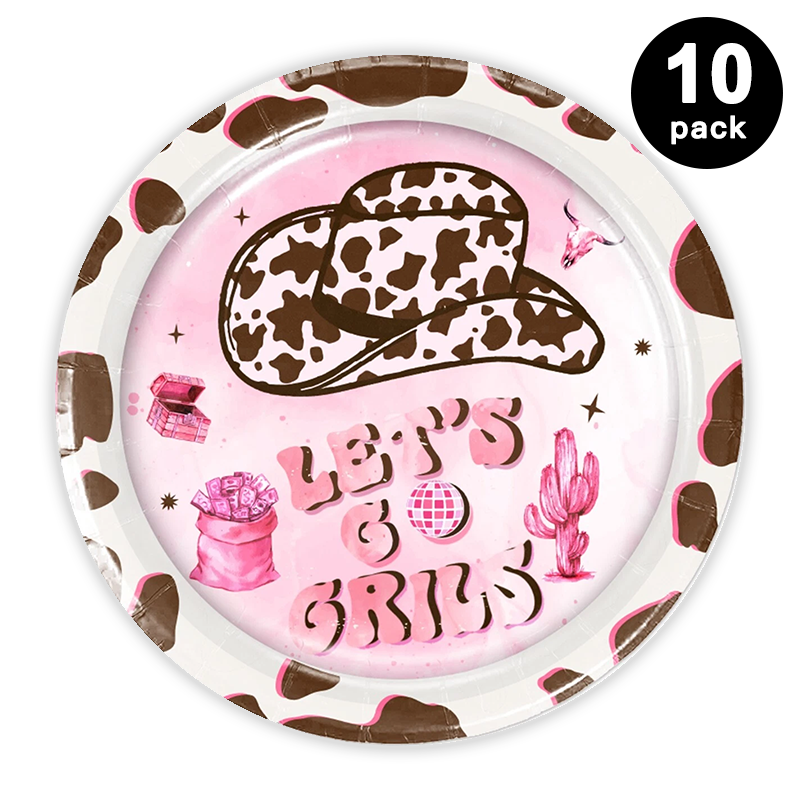Disco CowGirl 9 inch 23cm Paper Plates Round 10 Pack