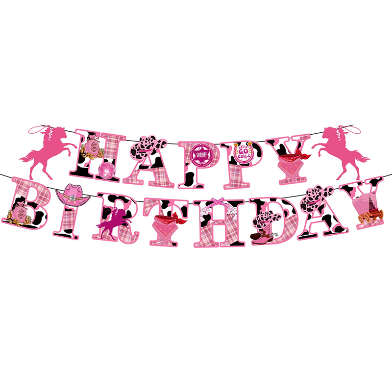 Wild West Cowgirl Theme Birthday Party Banner 2.5 Meter