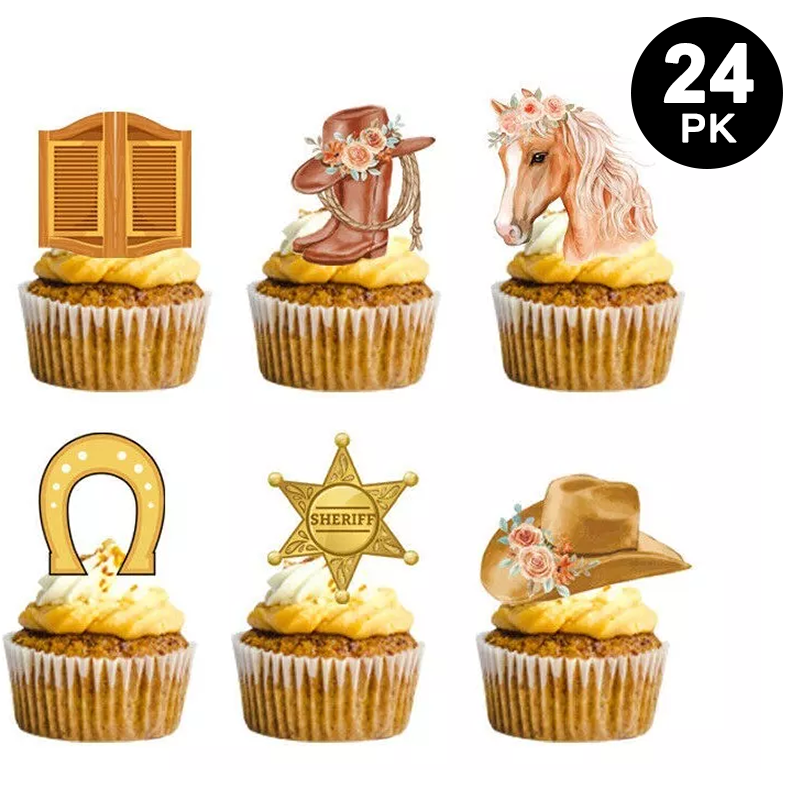 Horse Theme Paper Cupcake Toppers 24 Pack