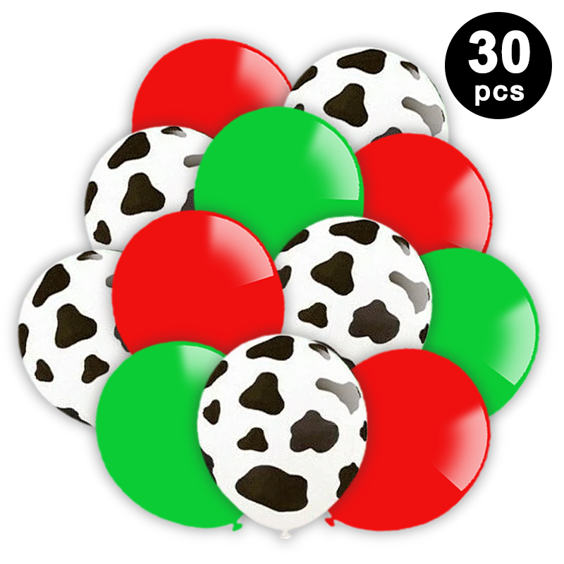 Farm Animals Cow Printed Assorted 12 inch Latex Balloons 30 Pack