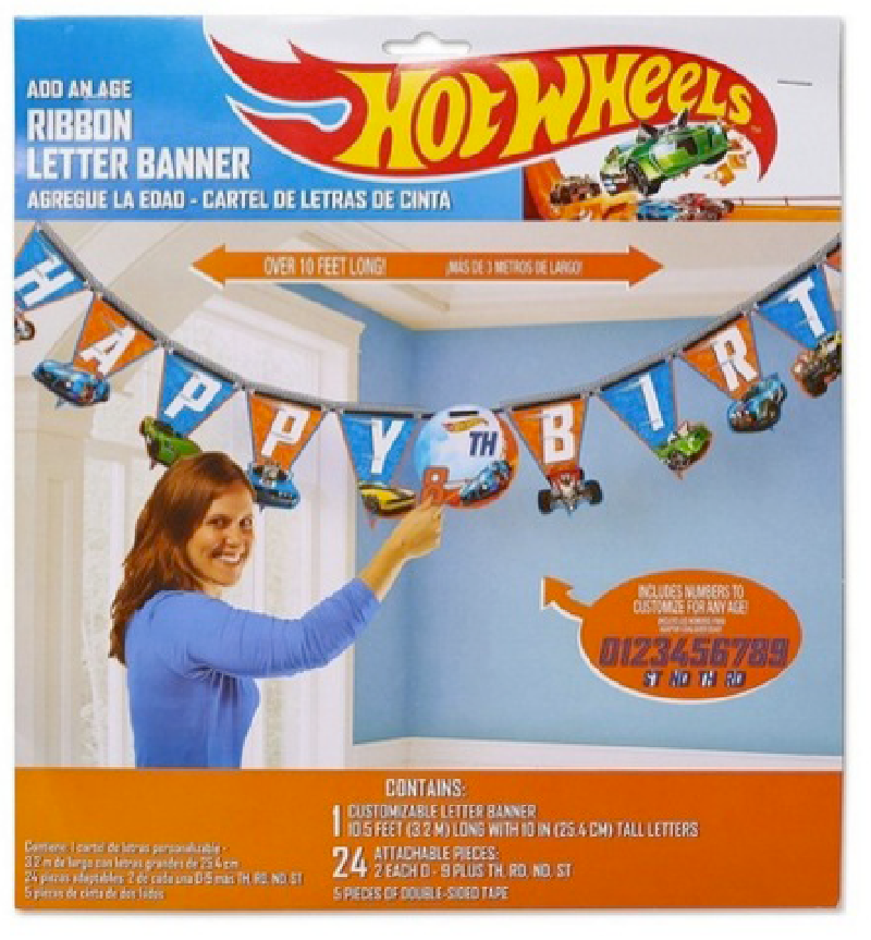 Hot Wheels Wild Racer Jumbo Add-An-Age Letter Banner 3 Meter