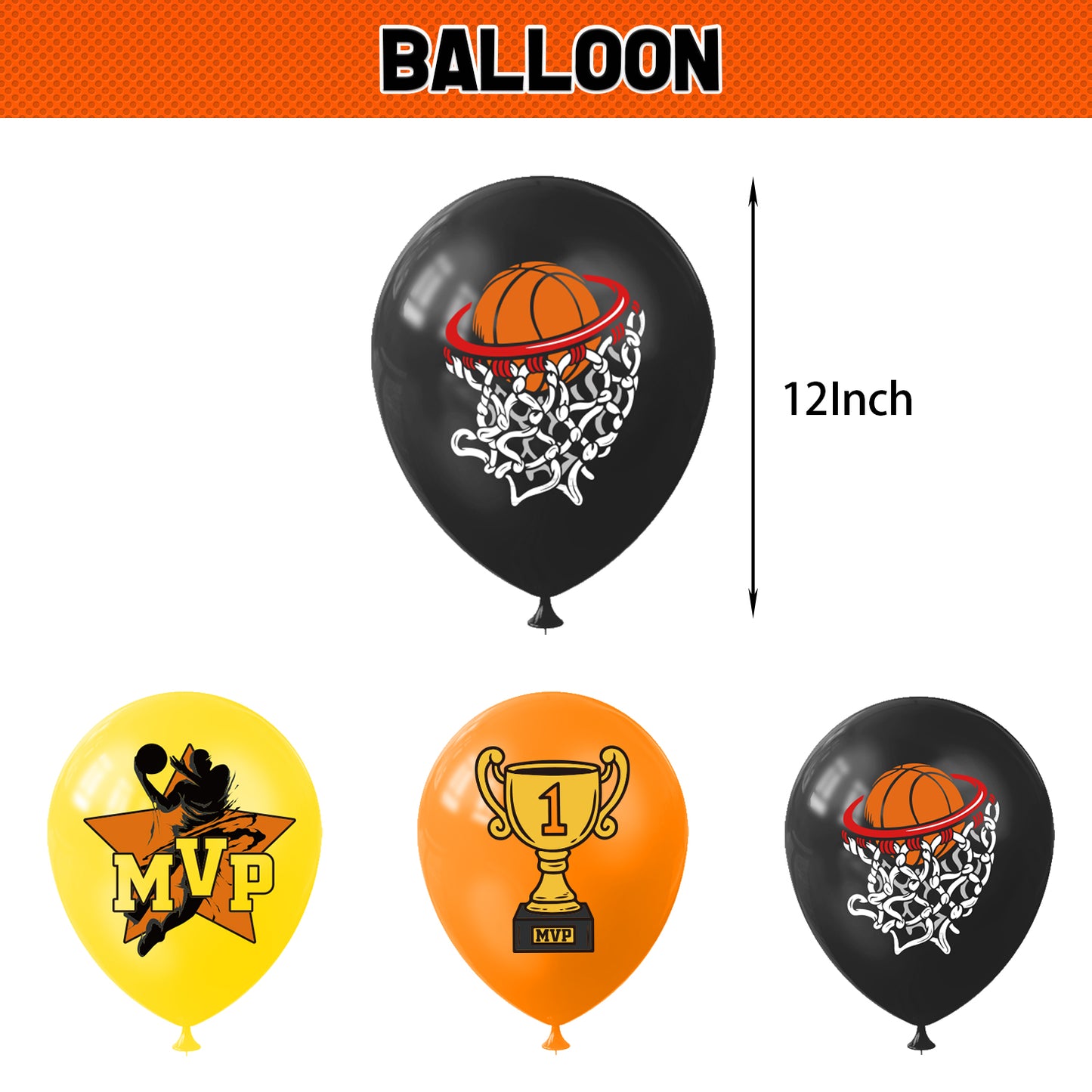 Basketball Party Decorating Set | Birthday Banner Balloons Cake Cupcake Toppers