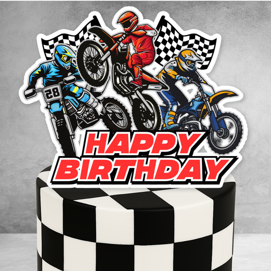 Motorcycle Dirt Bike Theme Birthday Cake Topper