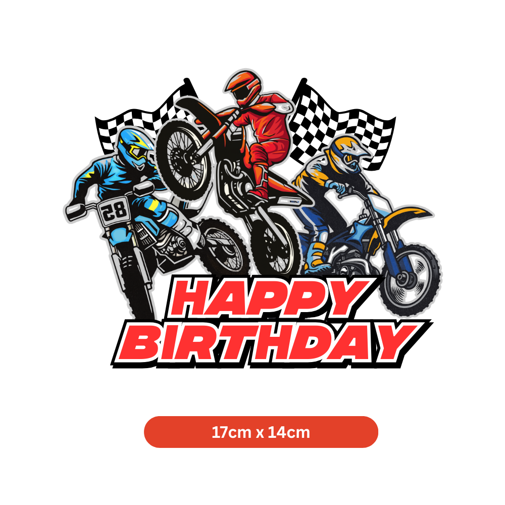 Motorcycle Dirt Bike Theme Birthday Cake Topper