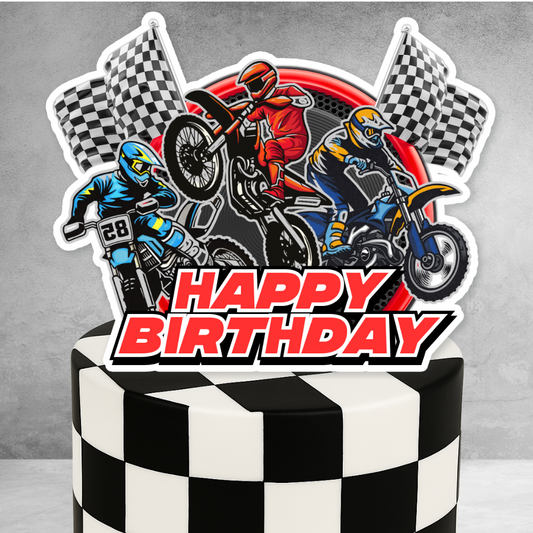Motorcycle Dirt Bike Theme Birthday Cake Topper