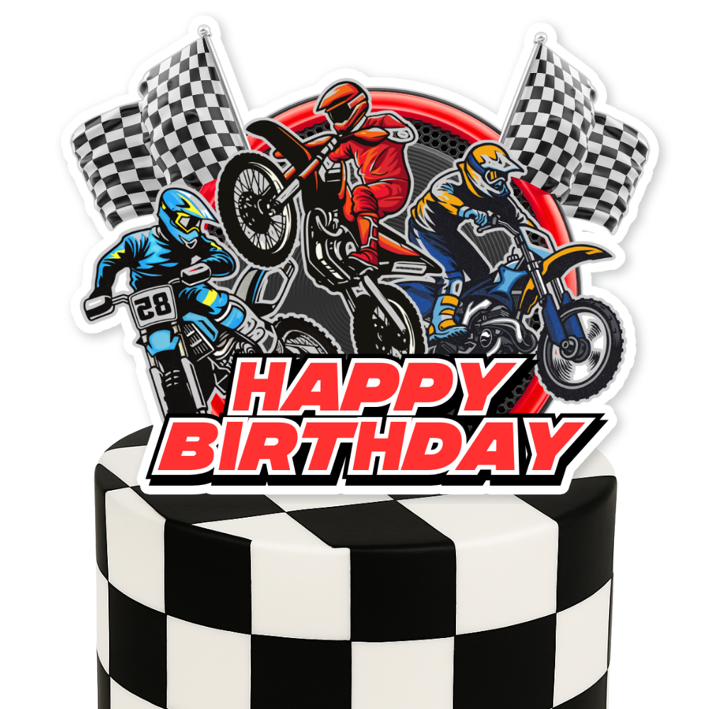 Motorcycle Dirt Bike Theme Birthday Cake Topper
