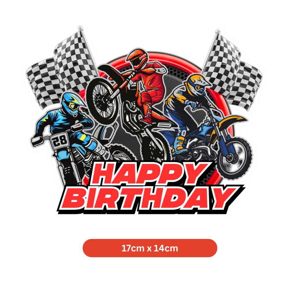 Motorcycle Dirt Bike Theme Birthday Cake Topper