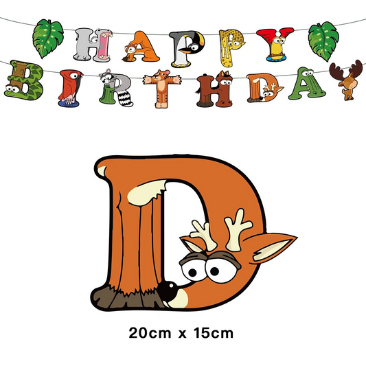 Jungle Animals Theme Birthday Party Banner and Swirls