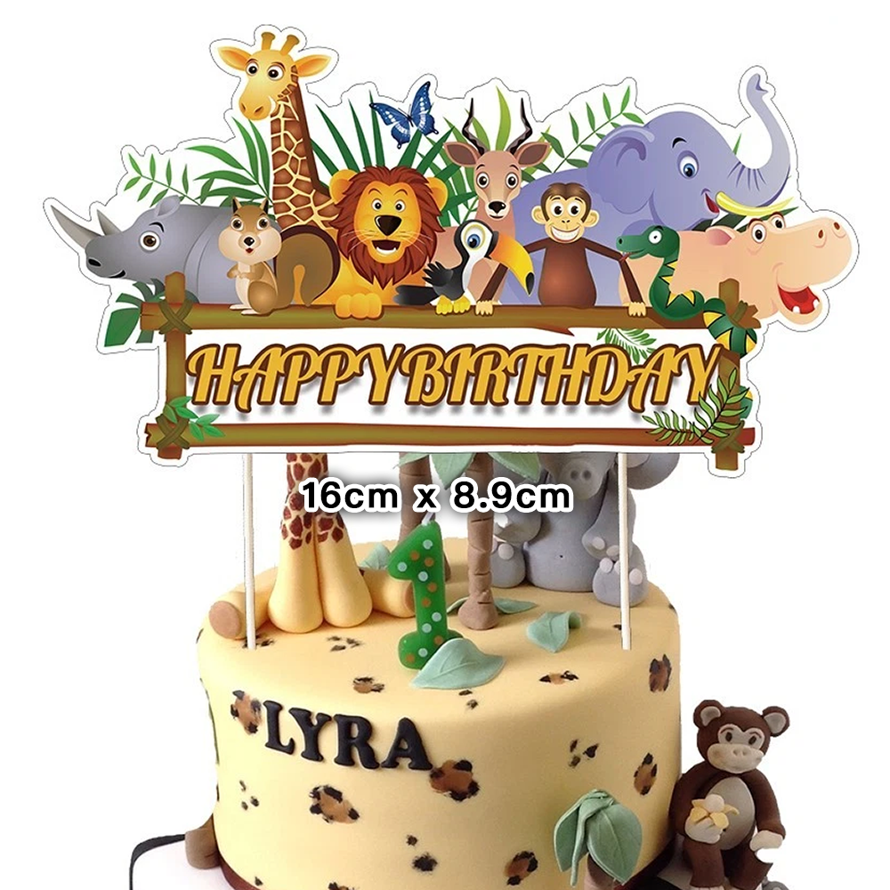 Jungle Animals Theme Birthday Cake Topper
