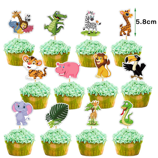 Jungle Animals Theme Cupcake Toppers 24 Pack