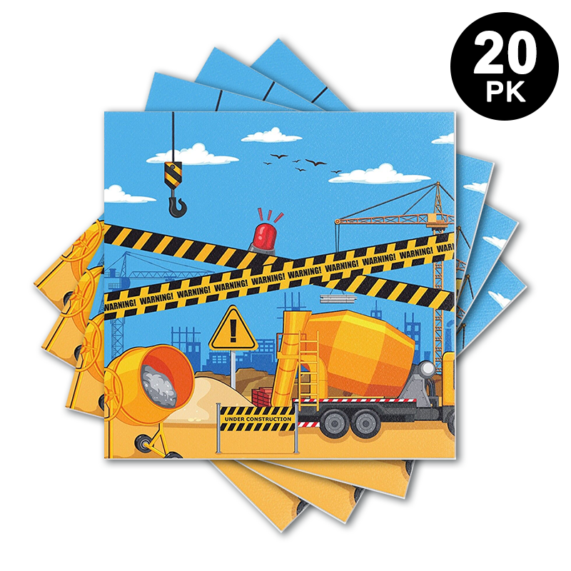 Construction Truck Theme Luncheon Napkins 20 Pack