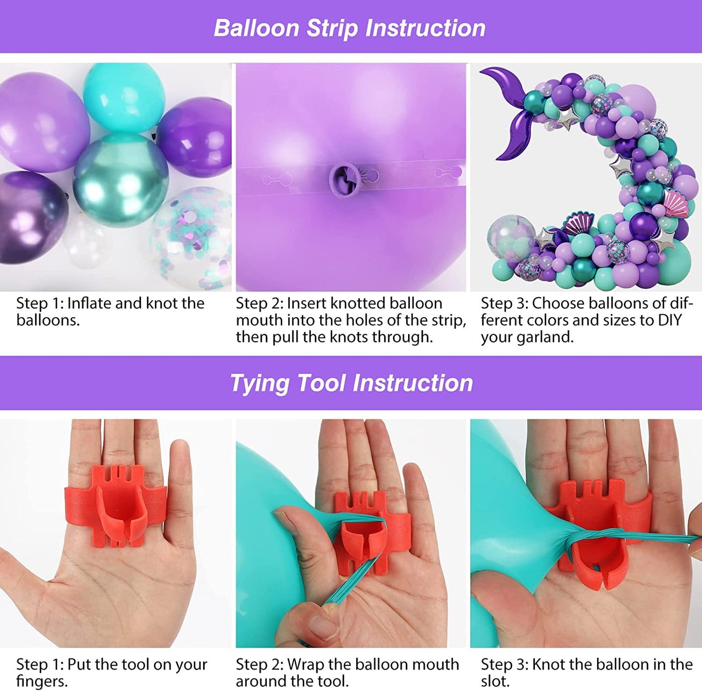 Mermaid Tail Theme Purple Tiffany Blue Balloon Garland Kit