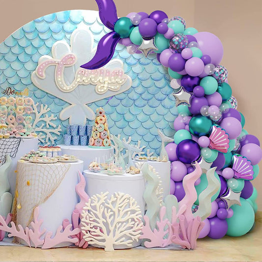 Mermaid Tail Theme Purple Tiffany Blue Balloon Garland Kit