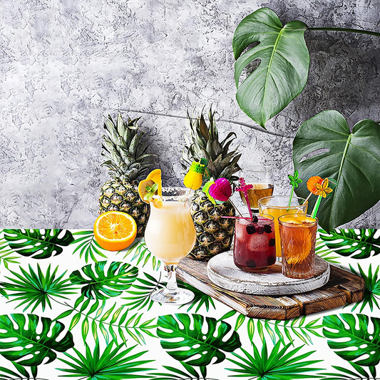 Hawaii Palm Leaves Theme Tablecloth Plastic 274cm x 137cm