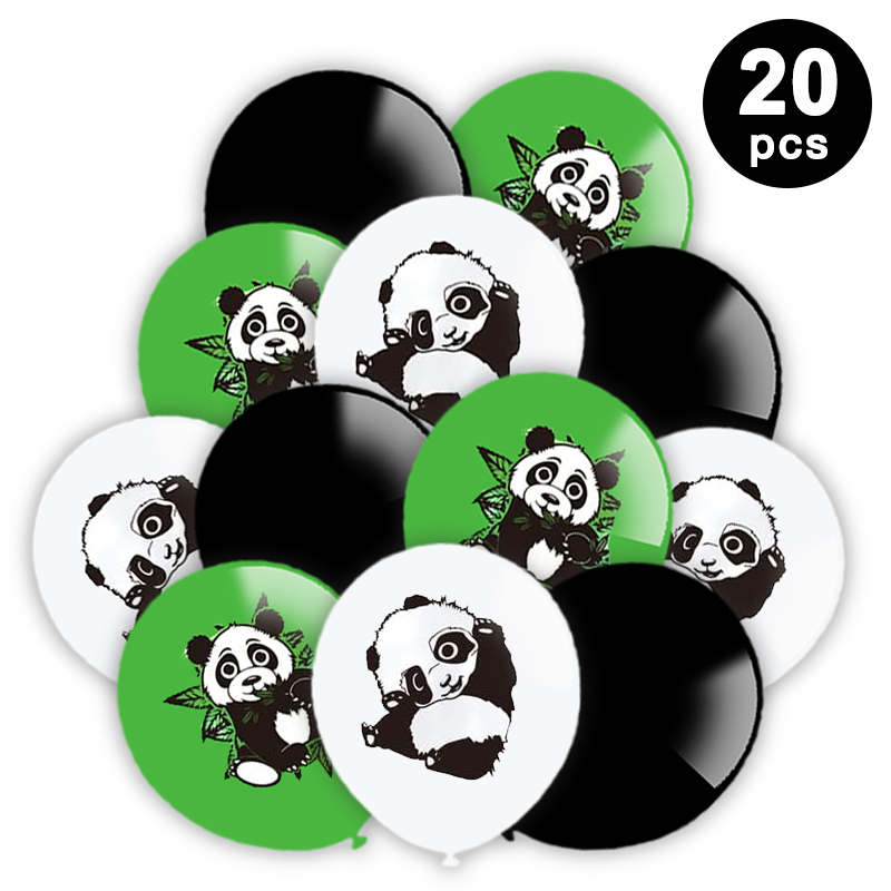 20pcs Panda Theme Printed Assorted Latex Balloons