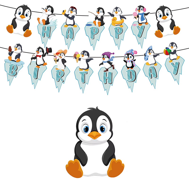 Little Penguin Theme Birthday Party Banner 2 Meter