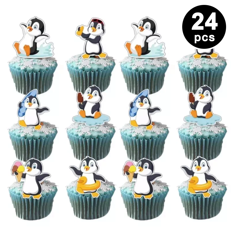 58pcs Little Penguin Theme Party Decorating Set | Birthday Banner Balloons Cake Cupcake Toppers