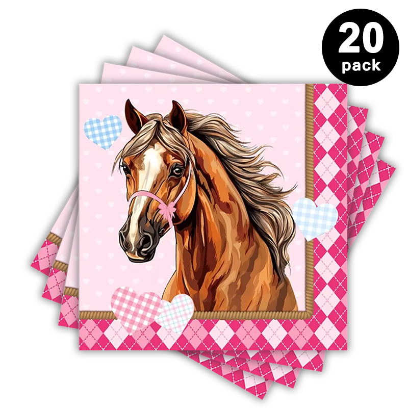 Pink Horse Cowgirl Theme Luncheon Napkins 20 Pack